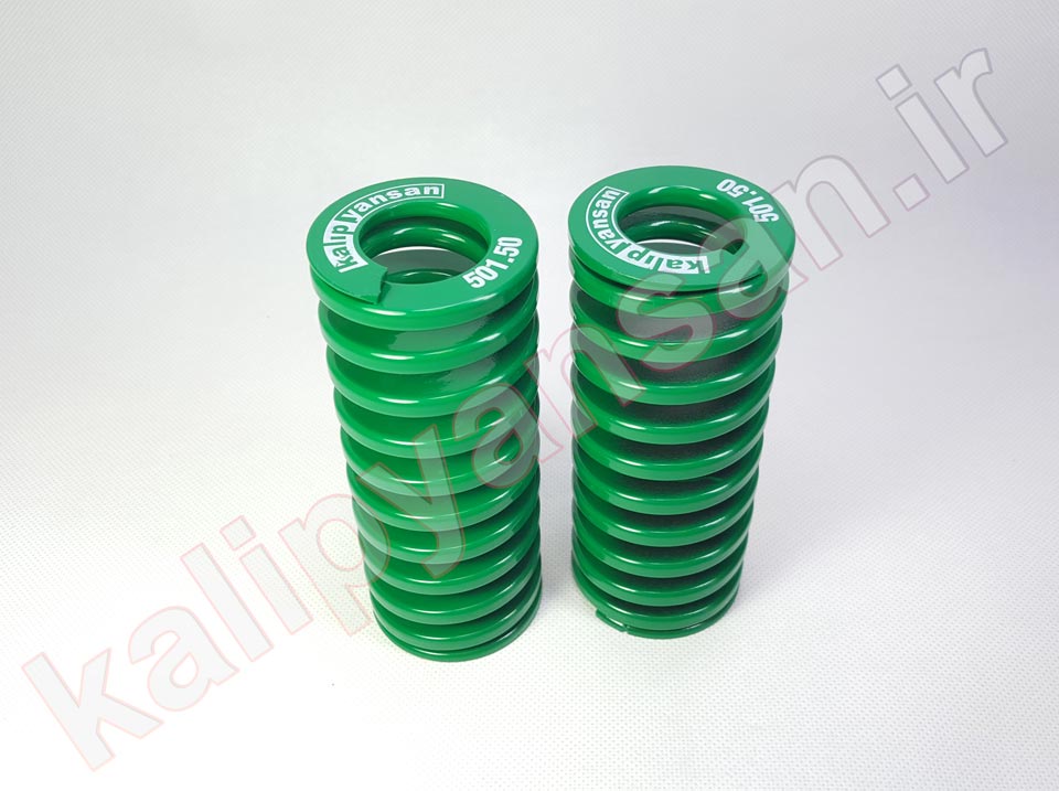 فنر سبز رنگ قالب به قطر 50 و ارتفاع 115